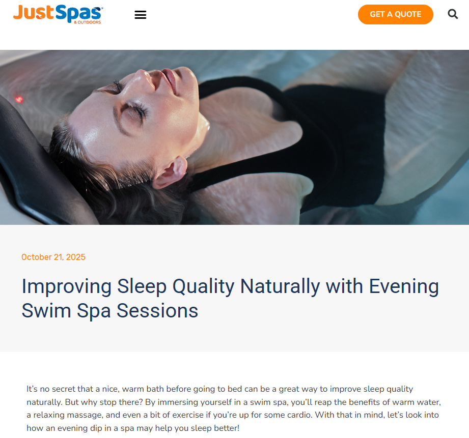 Improving Sleep Quality Naturally with Evening Swim Spa Sessions